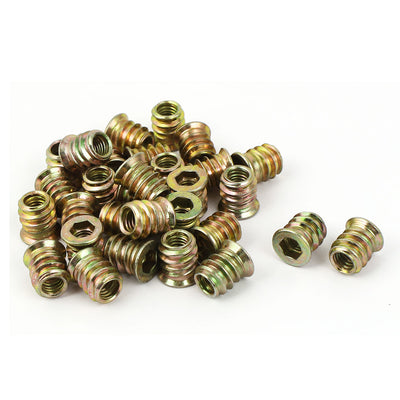 Harfington Uxcell 30pcs M6 x 12mm Furniture Fixing Hexagon Socket E-Nuts for Wooden Furnitures