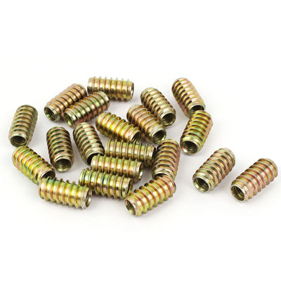Harfington Uxcell 20 Pcs M8 x 25mm Type E Nut Unhead Furniture Insert Nuts for Wood Inserts