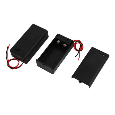 Harfington Uxcell 2 Pcs ON/OFF Switch 2 Wires Covered Battery Holder Case for 9V Battery