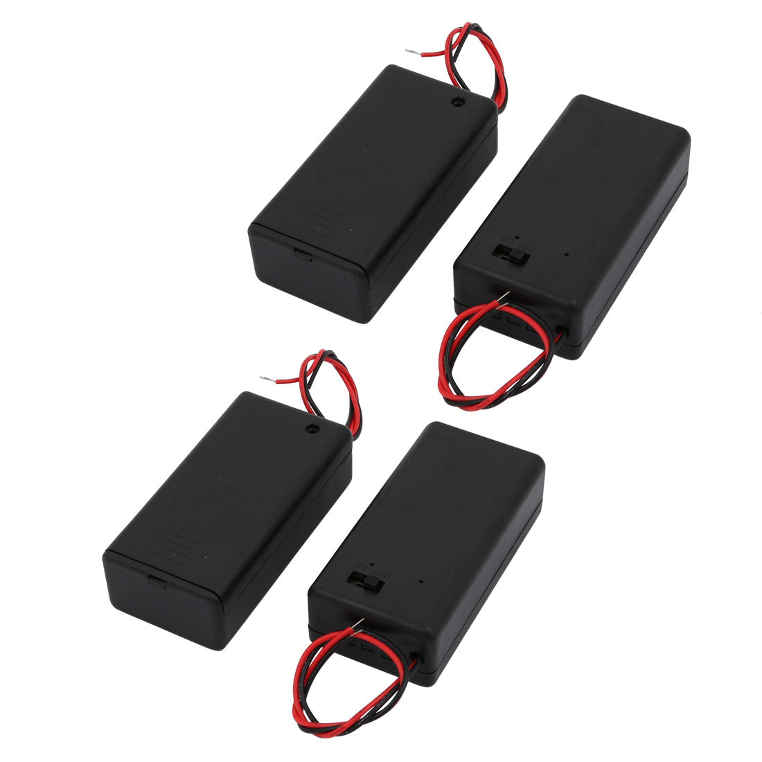 uxcell Uxcell 4Pcs Dual Wires Battery Covered Holder Box Case w ON/OFF Switch for 9V Batteries