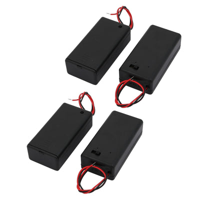 Harfington Uxcell 4Pcs Dual Wires Battery Covered Holder Box Case w ON/OFF Switch for 9V Batteries