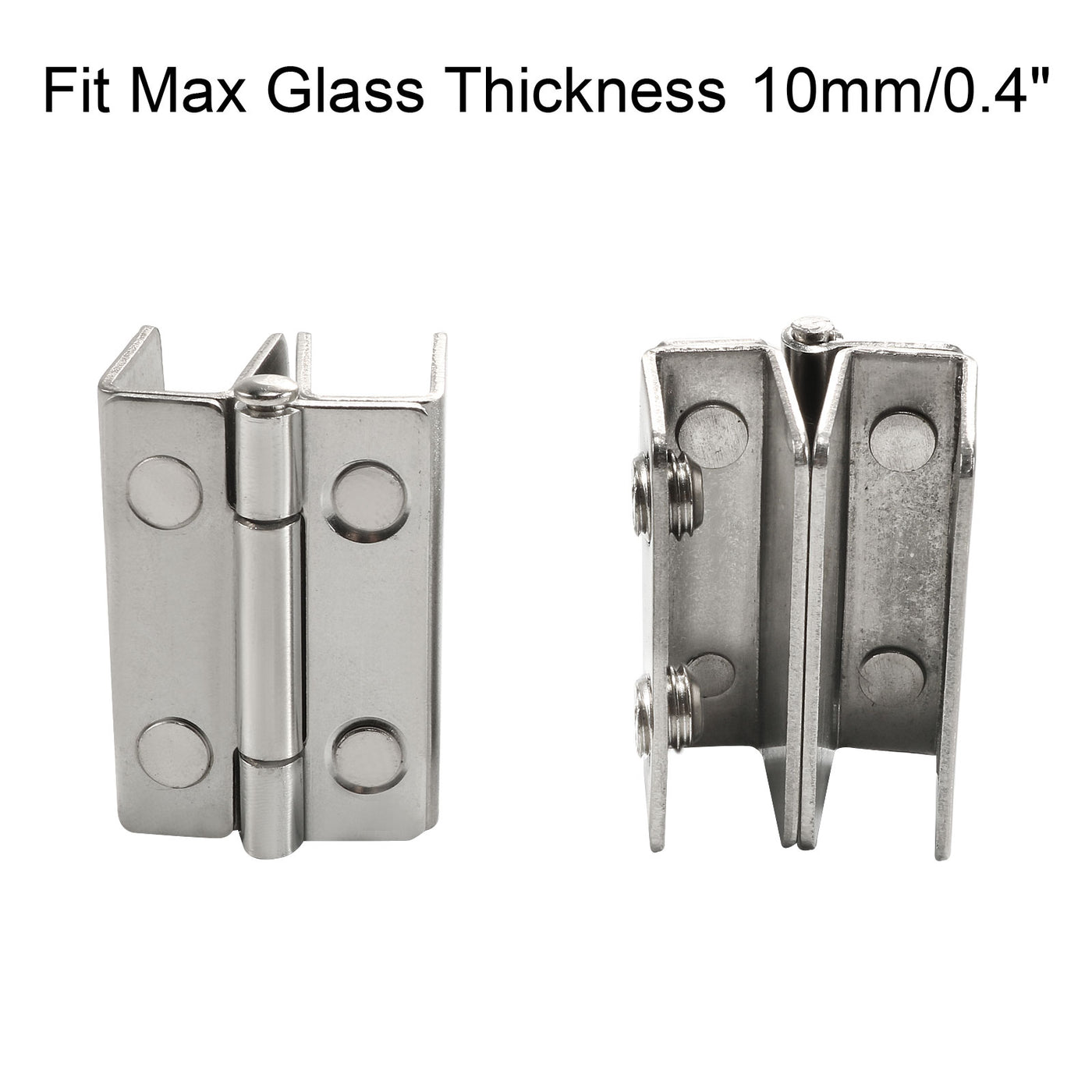 uxcell Uxcell 10mm Thickness Double Clamps Glass Door Hinges Silver Tone 2pcs