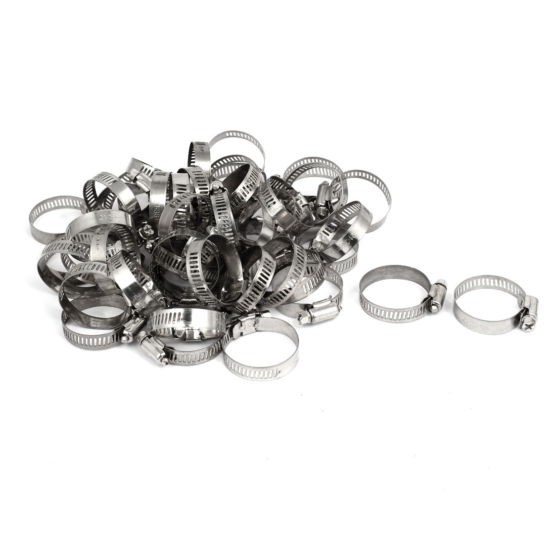 uxcell Uxcell Stainless Steel Adjustable Cable Tight  Gear Hose Clamp 21-38mm 50pcs