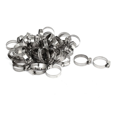 Harfington Uxcell Stainless Steel Adjustable Cable Tight  Gear Hose Clamp 21-38mm 50pcs