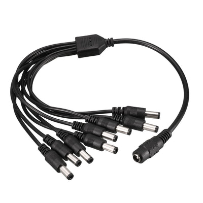Harfington Uxcell 2Pcs CCTV Camera 1 Male to 8 Female 5.5x2.1mm DC Power Cable Wire Splitter