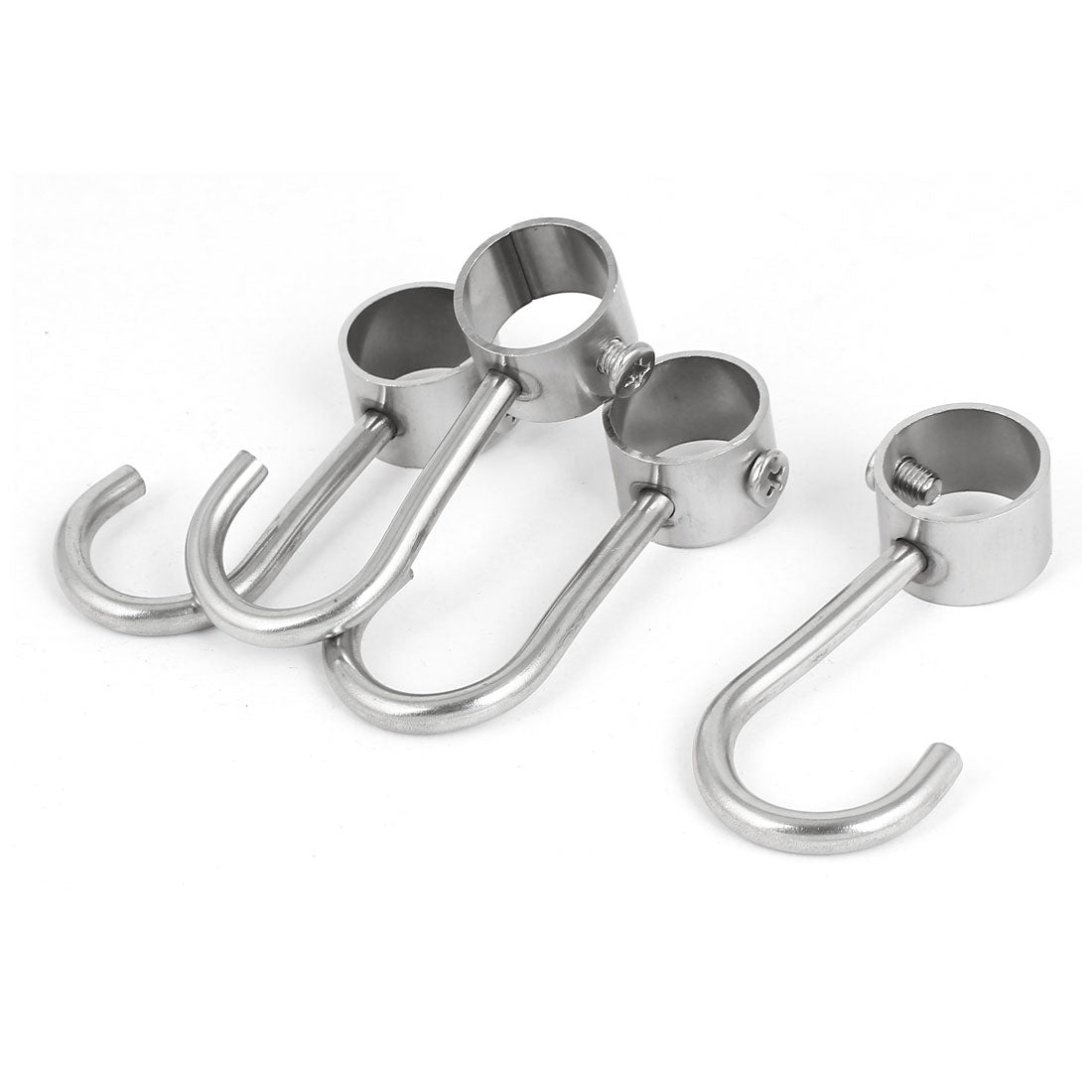 uxcell Uxcell Wardrobe Bathroom Stainless Steel Hanging Tube Hook Hanger 22mm Dia 4pcs