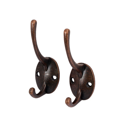 Harfington Uxcell Bedroom Clothes Coat Hanging Wall Mounted Metal Double Hanger Hook Copper Tone 2pcs