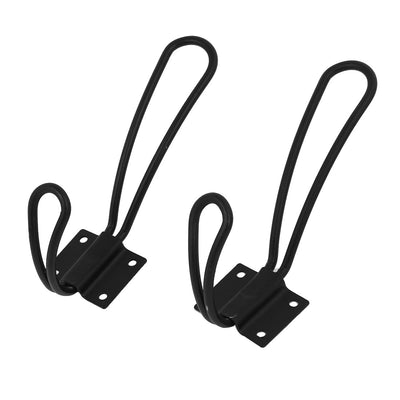 Harfington Uxcell Clothes Towels Display Wall Mounted Hanger Hook Bracket Black 2pcs