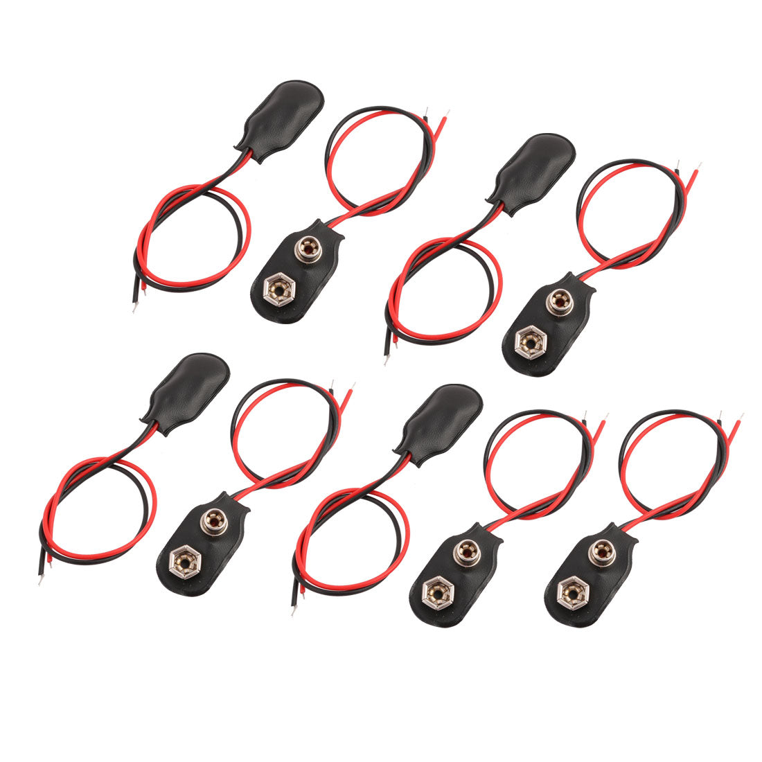 uxcell Uxcell 9pcs 9V Block Battery Clips Faux Leather Buckle I-type Connectors Wire Lead 15cm Long
