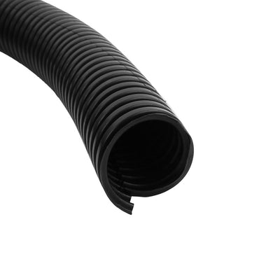 Harfington Uxcell 9.5 M 25 x 28 mm PVC Split Corrugated Conduit Tube for Garden,Office Black