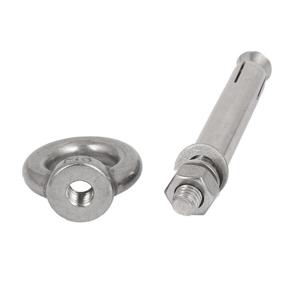 Harfington Uxcell M8x80mm Wall 304 Stainless Steel Expansion Screws Closed Hook Shield Bolts 2pcs