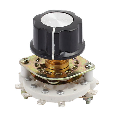 Harfington Uxcell KCZ 2 Pole 4 Position 6mm Dia Shaft Band Channel Rotary Switch Selector w Cap