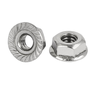 Harfington Uxcell 10#-24 304 Stainless Steel Serrated Flange Hex Machine Screw Lock Nuts 20pcs