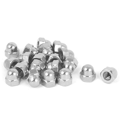 Harfington Uxcell 1/4"-20 304 Stainless Steel Dome Head Cap Hexagon Nuts Silver Tone 20pcs