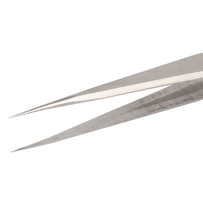 Harfington Uxcell RST-12 Stainless Steel Anti Static Round Pointed Tip Tweezer Silver Tone