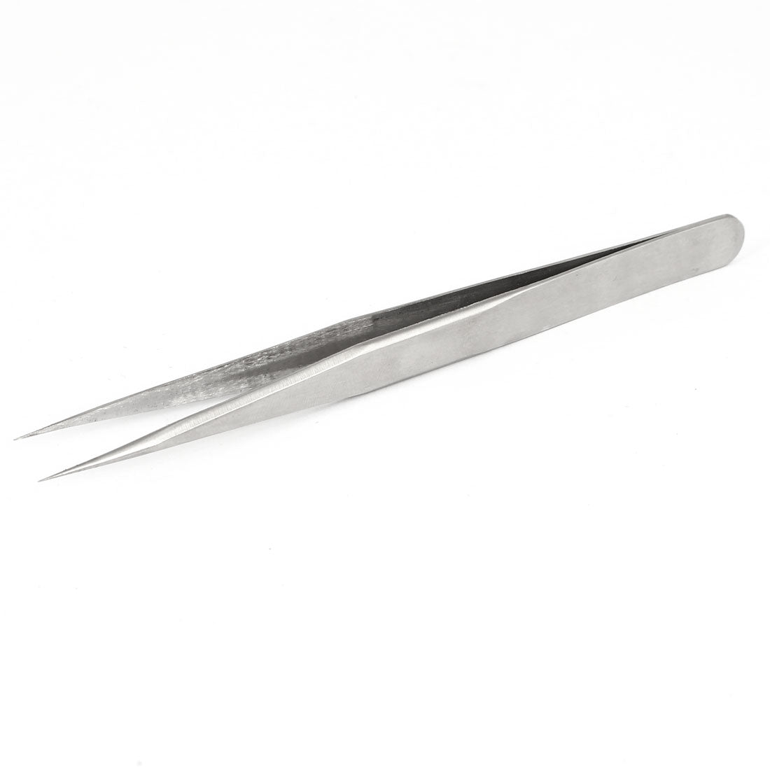 uxcell Uxcell RST-12 Stainless Steel Anti Static Round Pointed Tip Tweezer Silver Tone