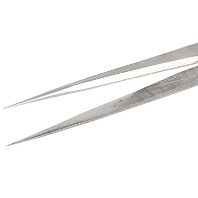 Harfington Uxcell RST-11 Non-corrosive Stainless Steel Anti Static Pointed Tip Tweezer Silver Tone
