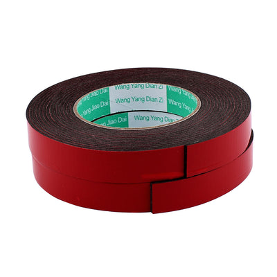 Harfington Uxcell 2 Pcs Black Strong Double Sided Adhesive Tape Sponge Tape 20MM Width 5M Long