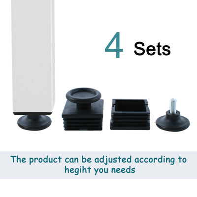 Harfington Uxcell Table Adjustable Leveling Foot Square Tube Insert 38 x 38mm 4 Sets