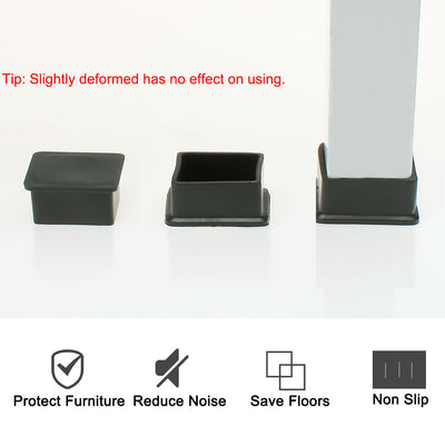 Harfington Uxcell 50mm x 30mm Rubber Square Shaped Furniture Table Foot Cover Caps Black 4pcs