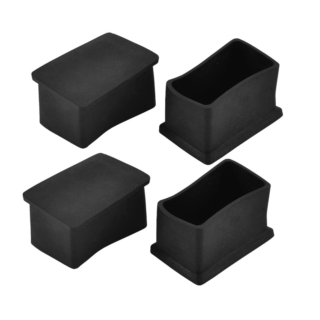 uxcell Uxcell 50mm x 30mm Rubber Square Shaped Furniture Table Foot Cover Caps Black 4pcs