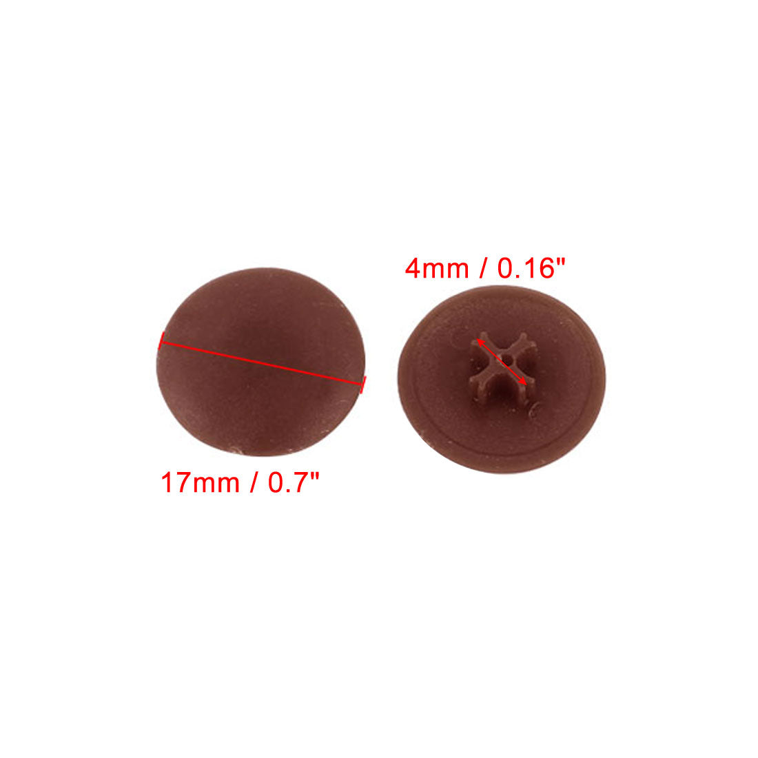 uxcell Uxcell 17mmx4mm Plastic Round Shape Phillips Screw Cap Cover Dark Brown 100pcs