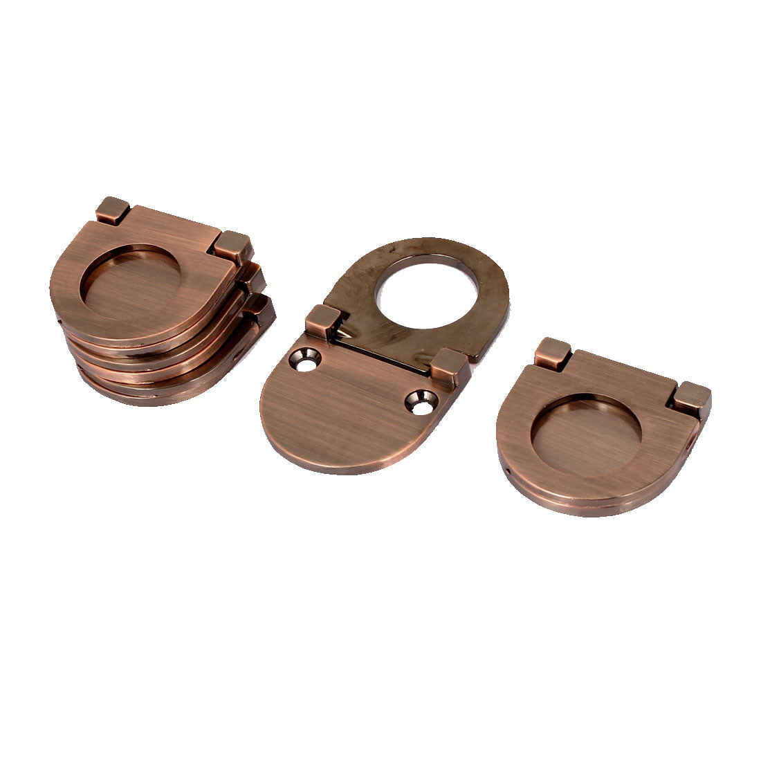 uxcell Uxcell Cupboard Chest Drawer Metal Flush Mount Pull Ring Handle Copper Tone 5pcs