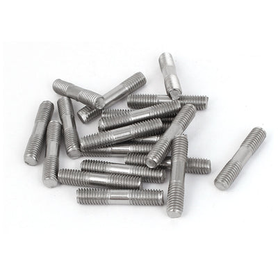 Harfington Uxcell M5x25mm 304 Stainless Steel Double End Thread Tight Adjustable Push Rod Stud 20pcs