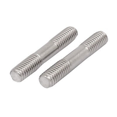 Harfington Uxcell M8x45mm 304 Stainless Steel Double End Thread Stud Teeth Rod Silver Tone 50pcs