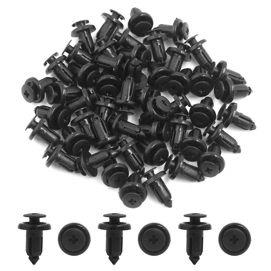Uxcell 50Pcs Black Plastic Push Pin Retainer Fasteners Clips Rivet for ...
