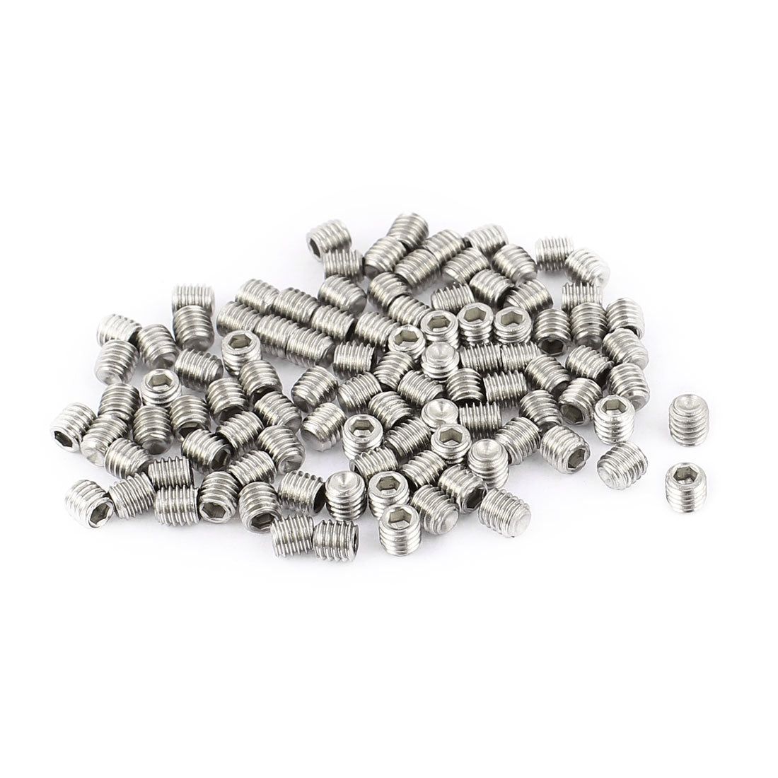 uxcell Uxcell 100Pcs M3 x 3mm Stainless Steel Hex Socket Set Grub Screws Headless Cup Point
