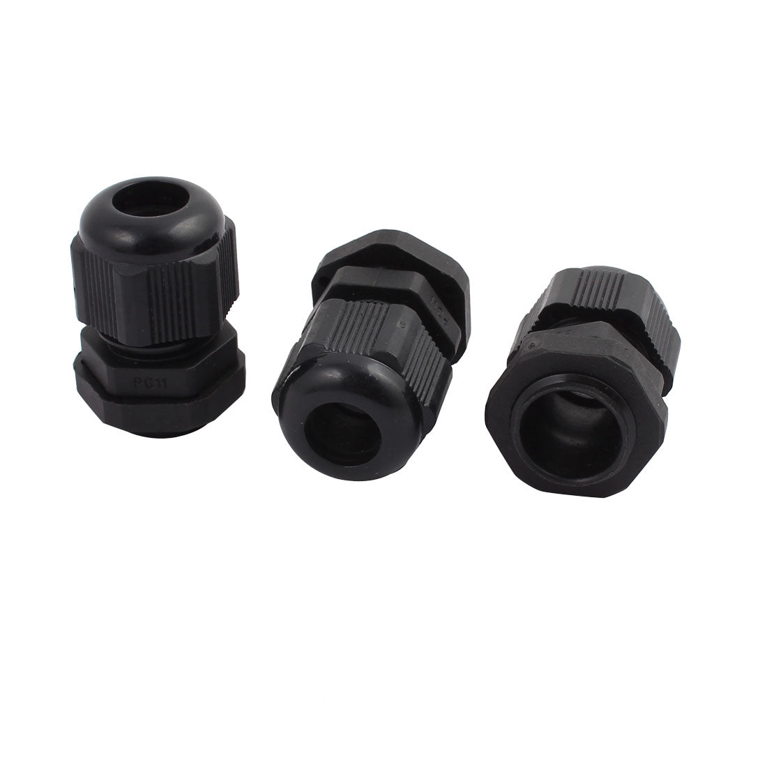 uxcell Uxcell 3Pcs PG11 5-10mm Range Waterproof Cable Glands Fixing Cord Connect Adapter Black