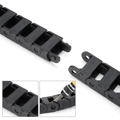 Harfington Uxcell R18 10mm x 15mm Black Plastic Cable Wire Carrier Drag Chain 1M Length for CNC