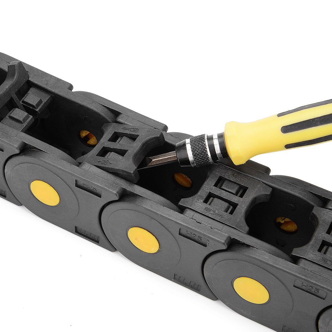 uxcell Uxcell R55 25mm x 25mm Black Plastic Open Type Cable Wire Carrier Drag Chain 1M Length