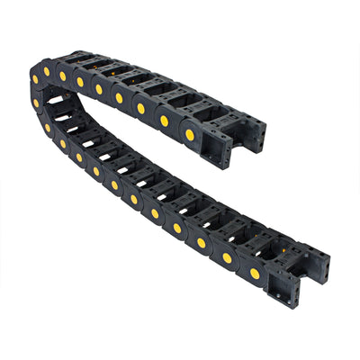 Harfington Uxcell R55 25mm x 50mm Black Plastic Open Type Cable Wire Carrier Drag Chain 1M Length for CNC