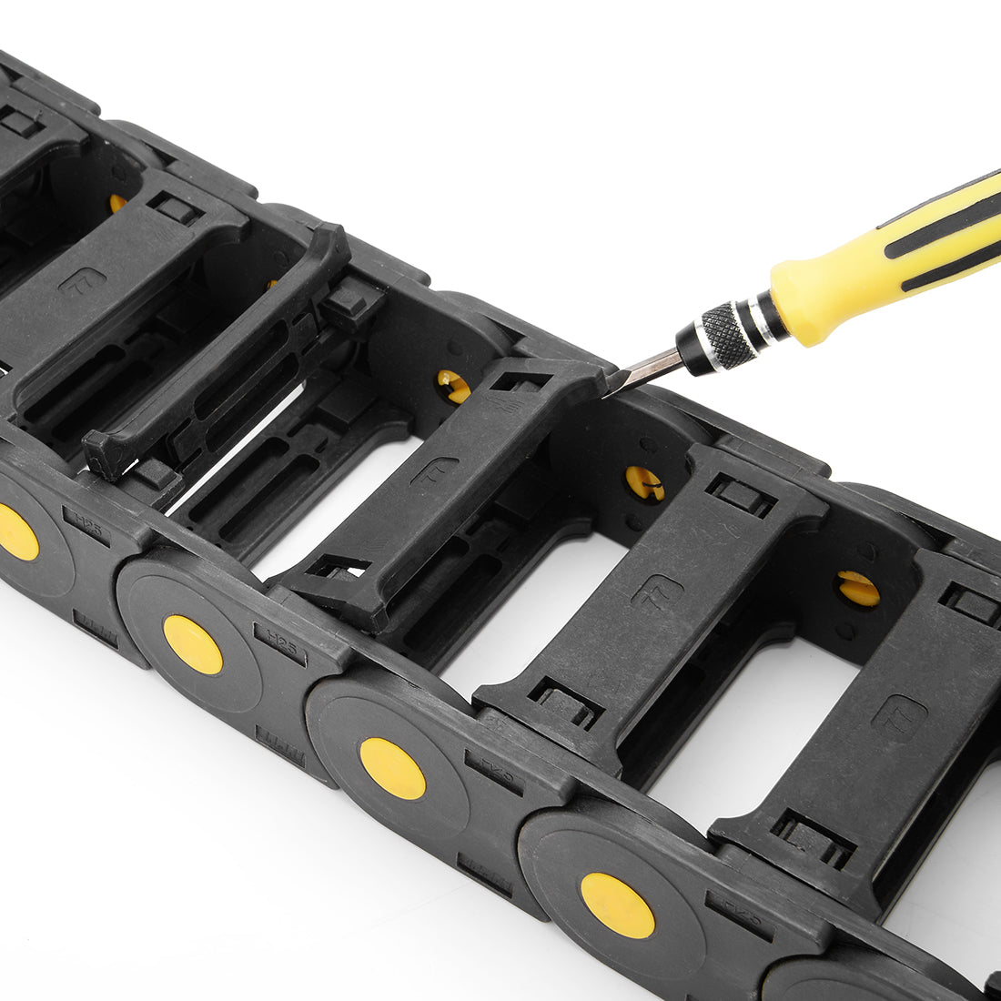 uxcell Uxcell R55  Plastic Open Type Cable Wire Carrier Drag Chain 25mm x 77mm Internal Size 1M Length for CNC Black