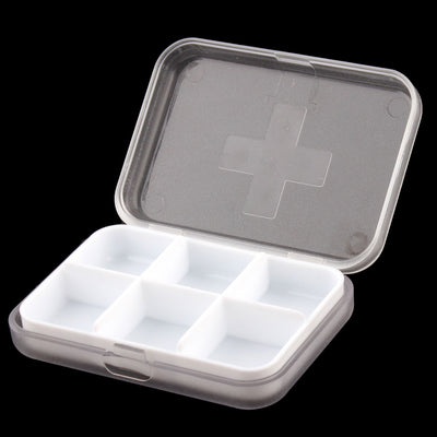Harfington Uxcell Household Travel Plastic Square Shaped 6 Compartments Capsule Pills Box Case White