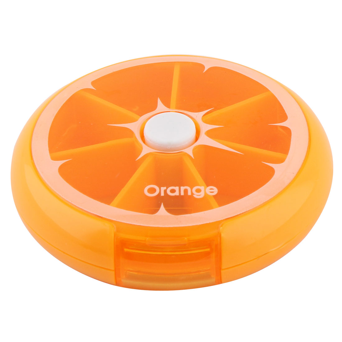 uxcell Uxcell Household Cute Fruit Style Button Rotate Weekly Pill Box Case Orange
