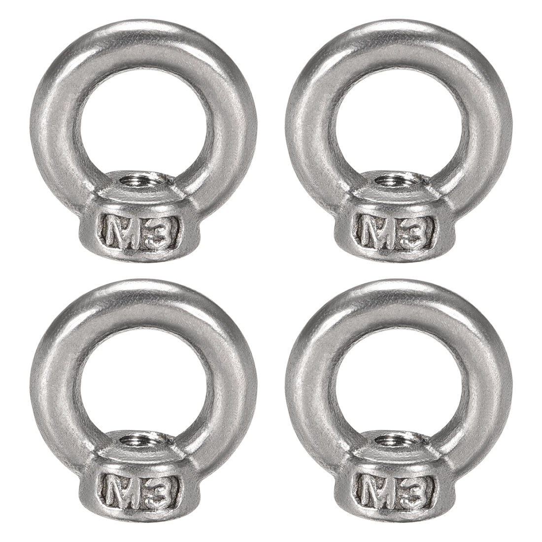 uxcell Uxcell M3 Thread Dia 304 Stainless Steel Ring Shape Lifting Eye Nut 4PCS