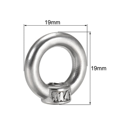 Harfington Uxcell M4 Thread Dia 304 Stainless Steel Ring Shape Eyed Bolt Lifting Eye Nut 5PCS