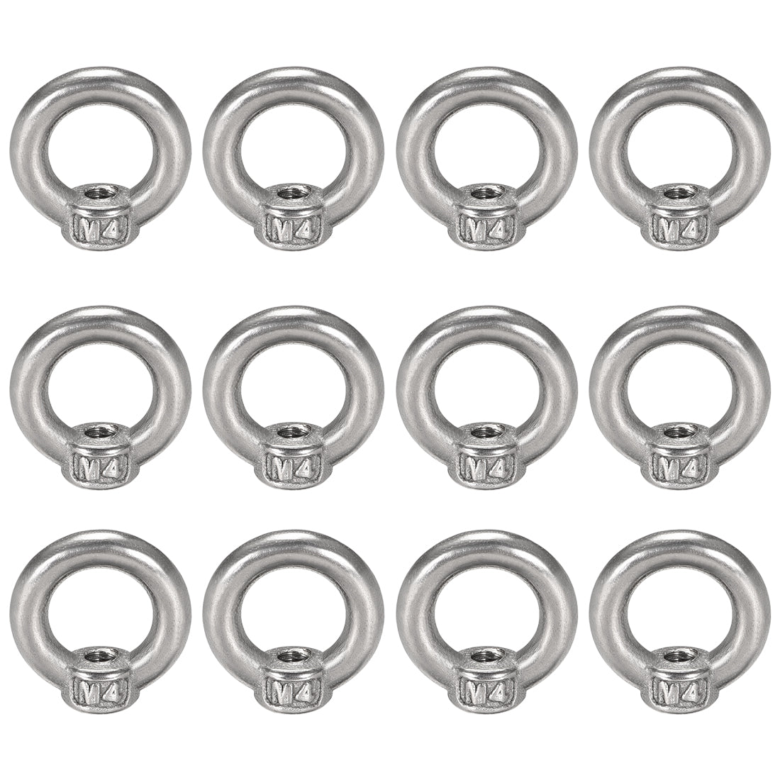 uxcell Uxcell M4 Thread Dia 304 Stainless Steel Ring Shape Lifting Eye Nut Fastener 12PCS