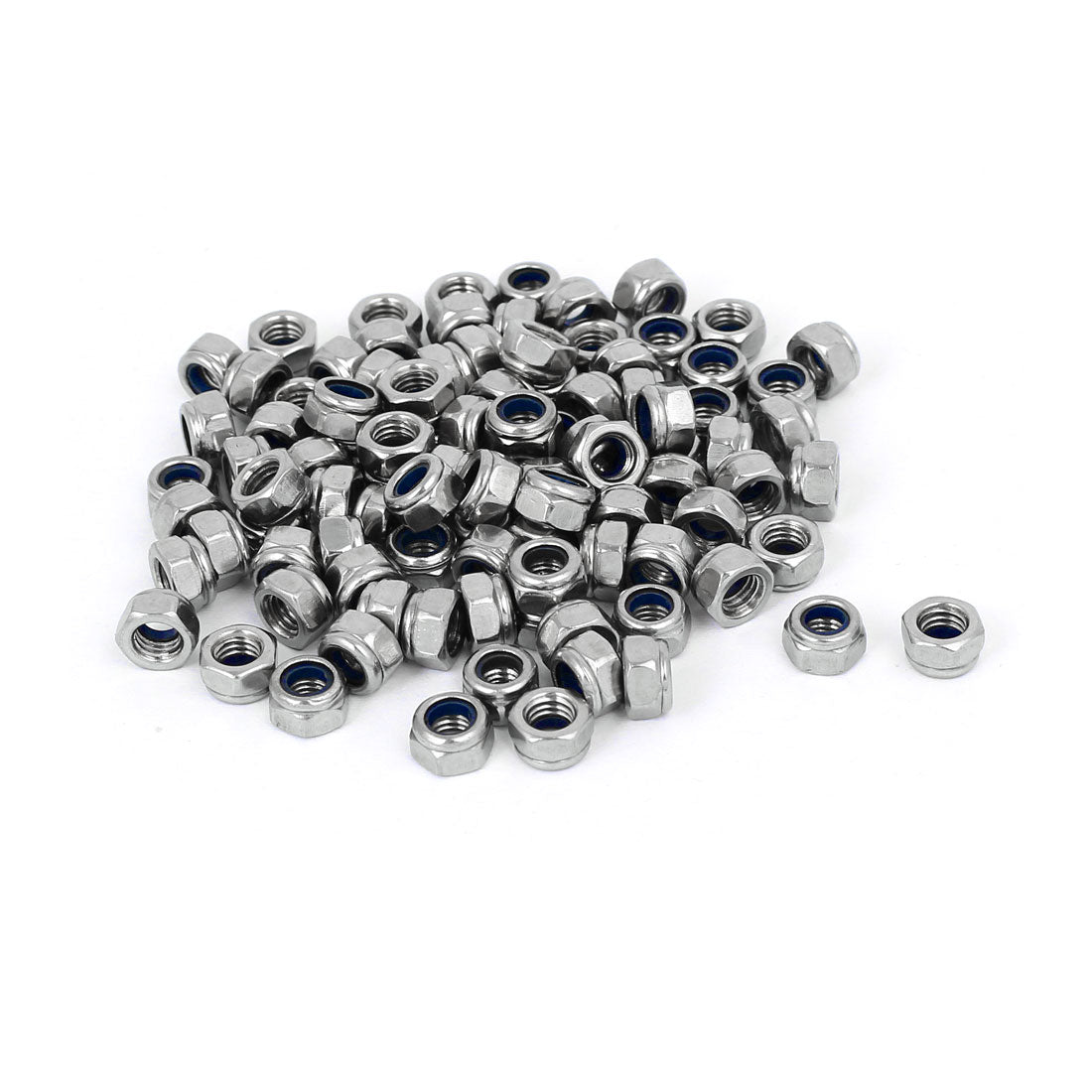 uxcell Uxcell M5 x 0.8mm 304 Stainless Steel Nylon Insert Hex Lock Locking Nut 100PCS