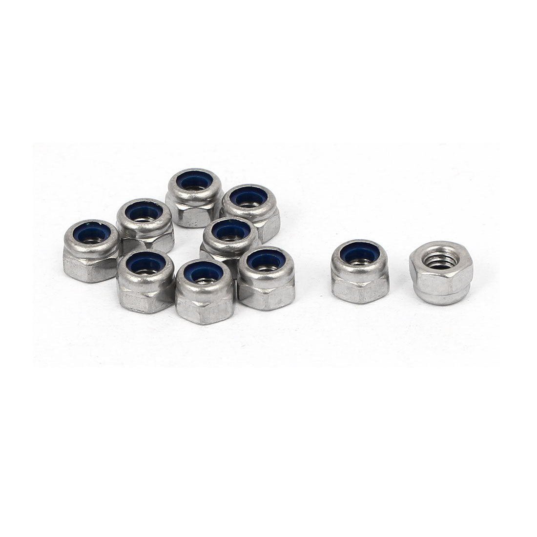 uxcell Uxcell M4 x 0.7mm 304 Stainless Steel Nylon Insert Hex Lock Locking Nut 10PCS