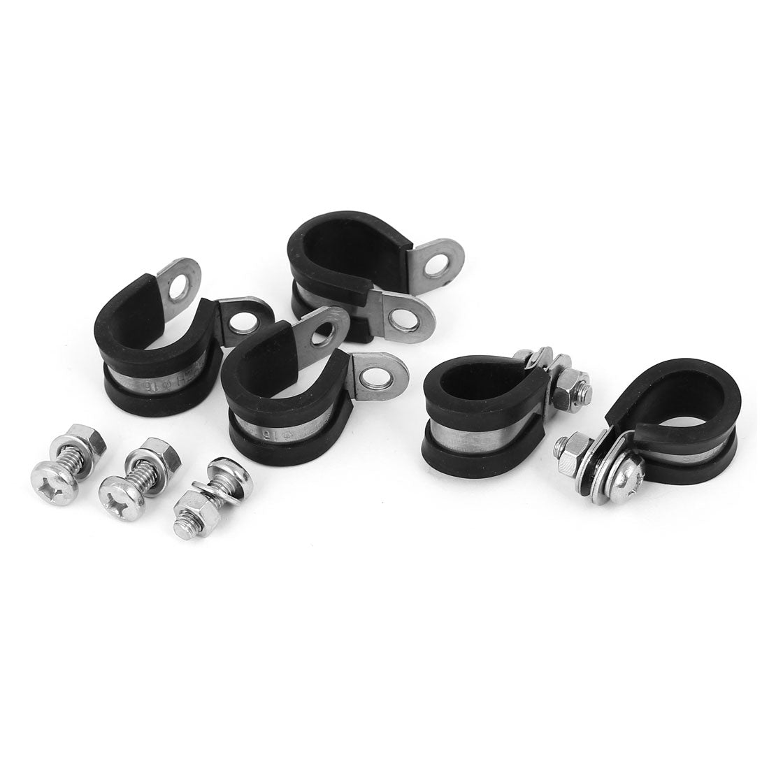 uxcell Uxcell 5pcs 16mm P Clips EPDM Rubber Lined Mounting Bracket for Pipe Tube Cable