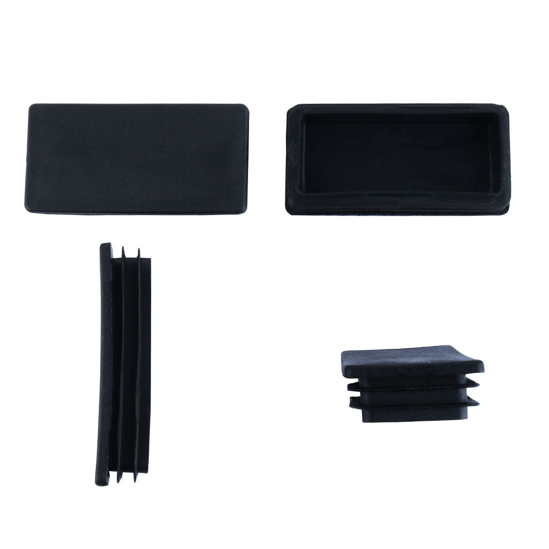 uxcell Uxcell Furniture Table Chair Leg Plastic Rectangle Tube Pipe Insert Cap Black 50mm x 100mm 10pcs
