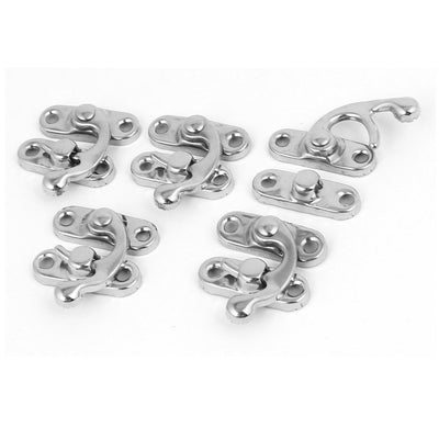Harfington Uxcell Wine Box Chest Hook Latch Buckle Catch Toggle Hasp Silver Tone 5pcs
