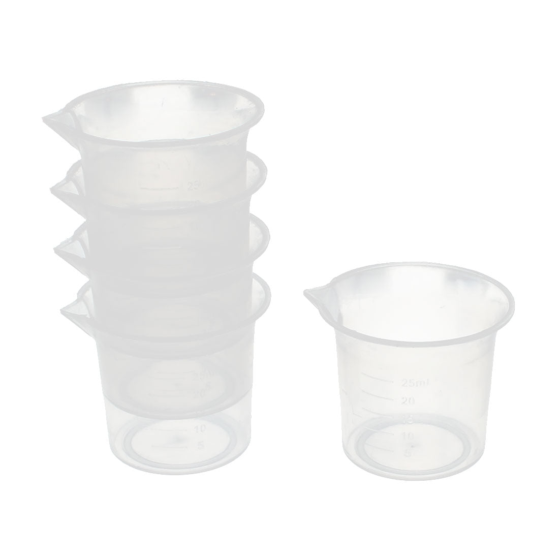 uxcell Uxcell Kitchen Lab 25mL Plastic Measuring Cup Jug Pour Spout Container 5 Pcs