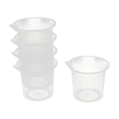 Harfington Uxcell Kitchen Lab 25mL Plastic Measuring Cup Jug Pour Spout Container 5 Pcs
