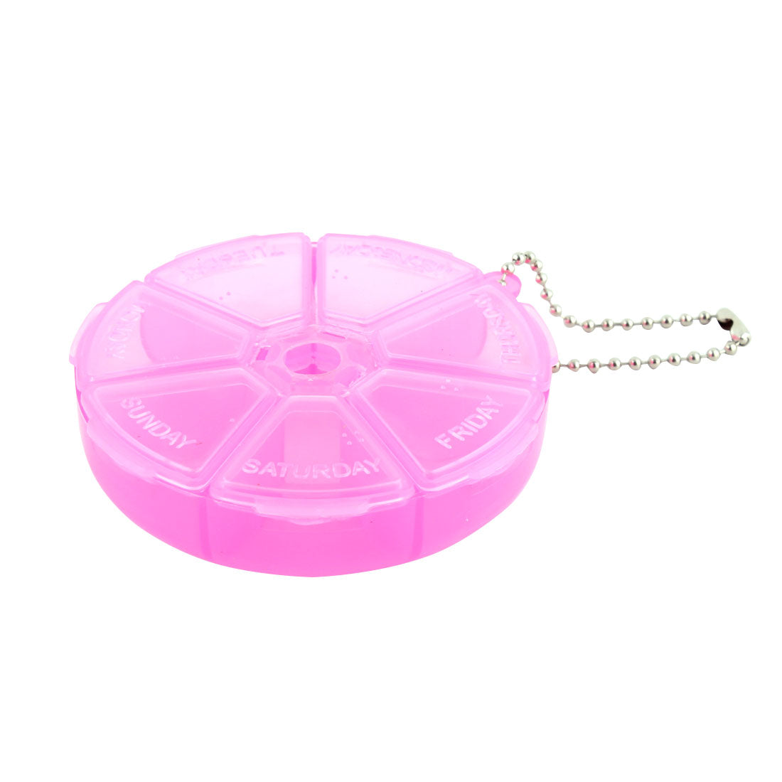 uxcell Uxcell Round Shaped Pill 7 Slots Organizer Box Case Container Fuchsia