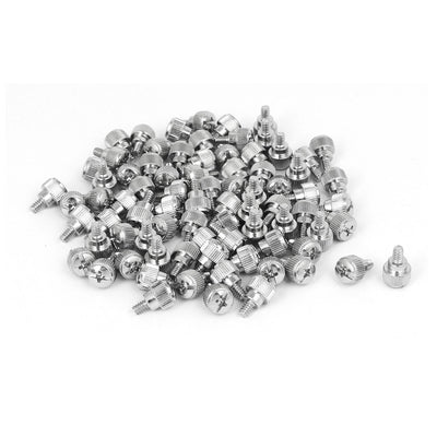 Harfington Uxcell 6#-32 Nickel Plated Knurled Phillips Head Thumb Screw 80pcs for Computer PC Case